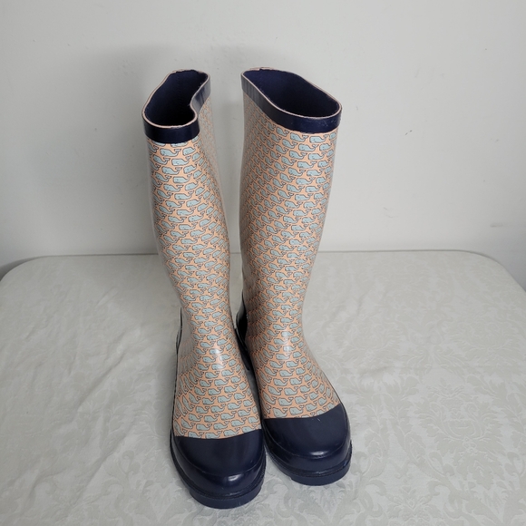 Vineyard Vines Multicolored Whale Print Knee High Rain Boots Size 9 - Picture 4 of 14